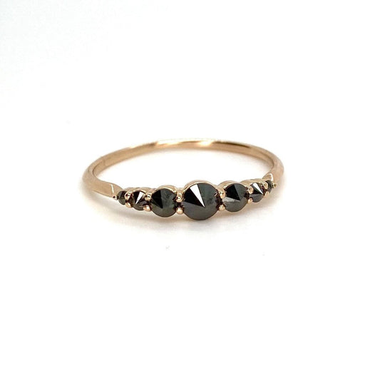 Lina Barbed Seven Stone Black Diamond Ring
