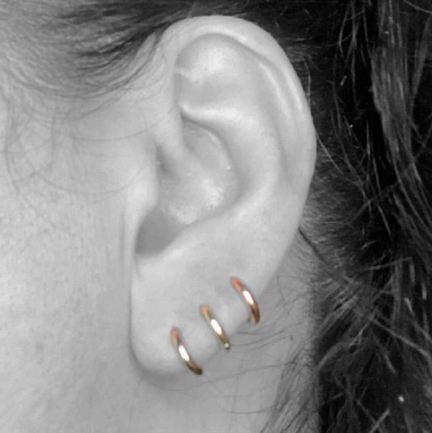 White Gold Chunky Mini Huggie Hoop Earring