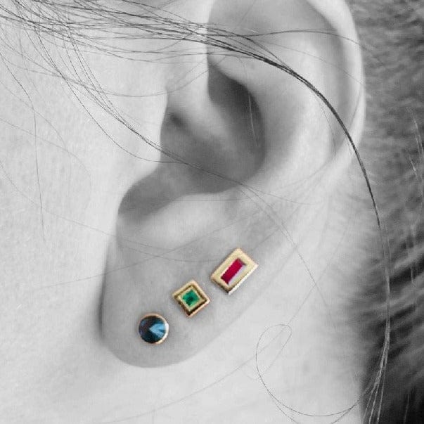 Square Cut Emerald Stud Earring