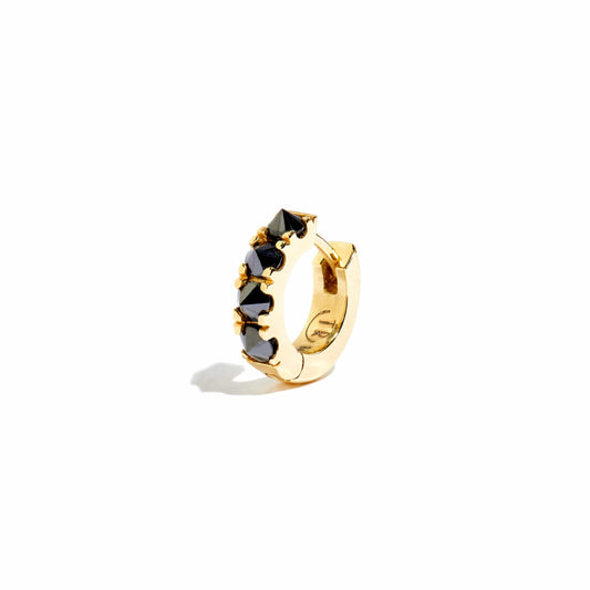 Chunky 'Barbed' Black Diamond Huggie Hoop
