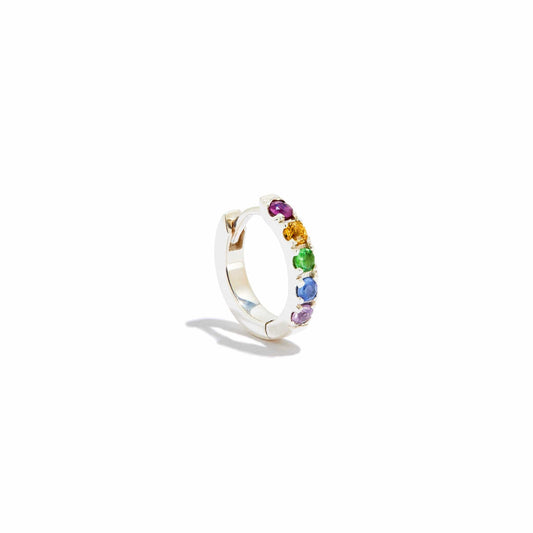 Bijou Pastel Rainbow Sapphire Huggie Hoop Earring