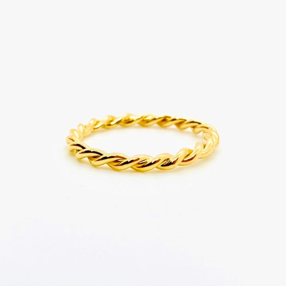 Solid Yellow Gold With a Twist Ring by Tamsin Rasor Fine Jewelry on a white background