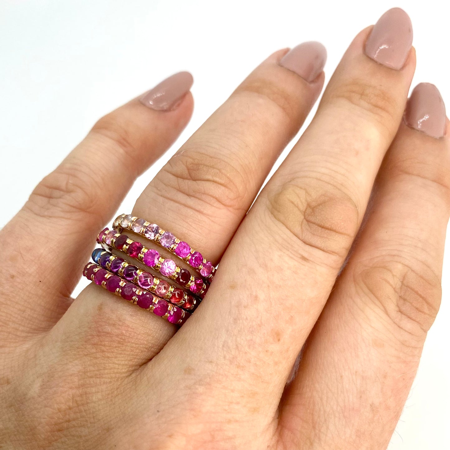 Custom Ombré Precious Gemstone Eternity Ring