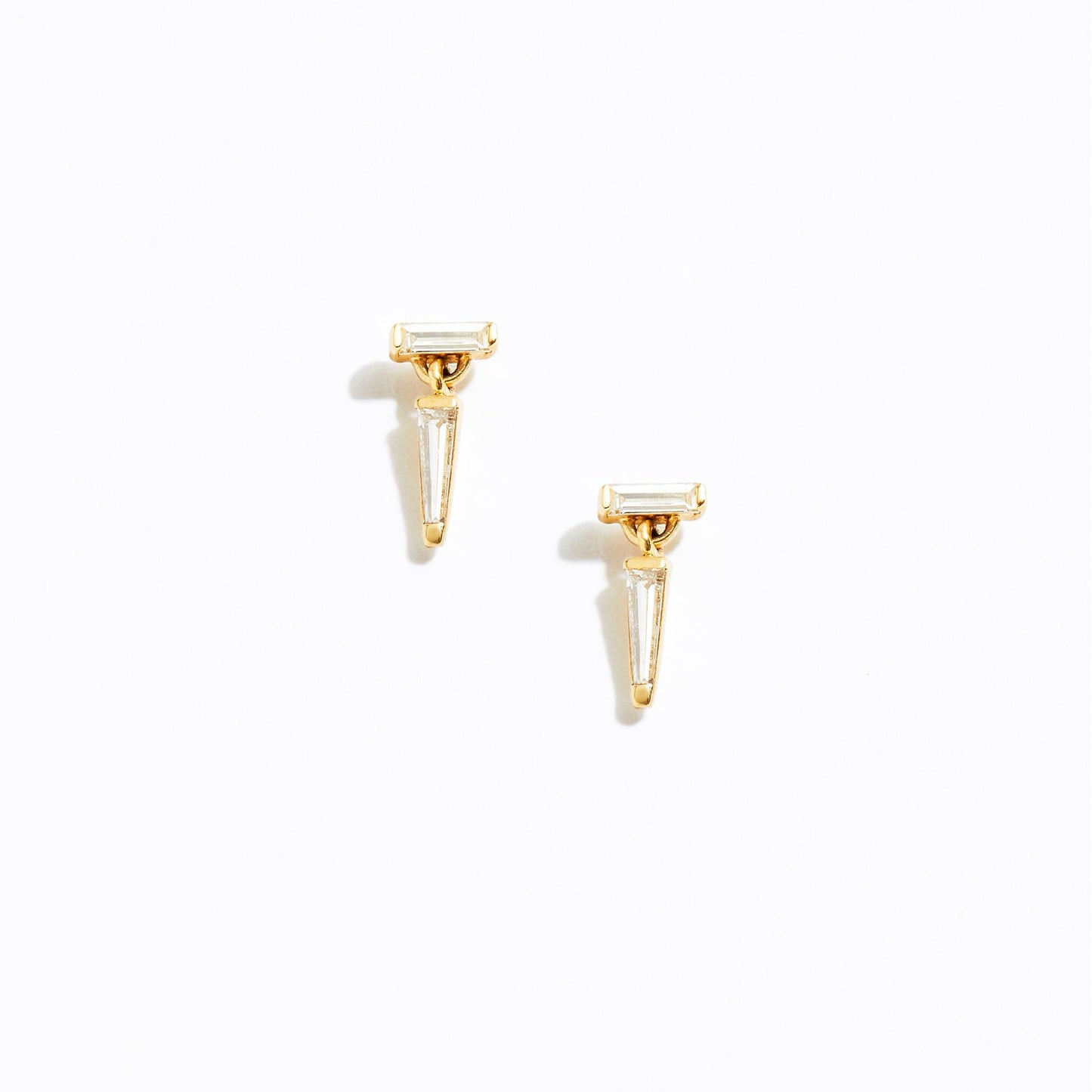 Mini Diamond Baguette 'En Pointe' Drop Earrings