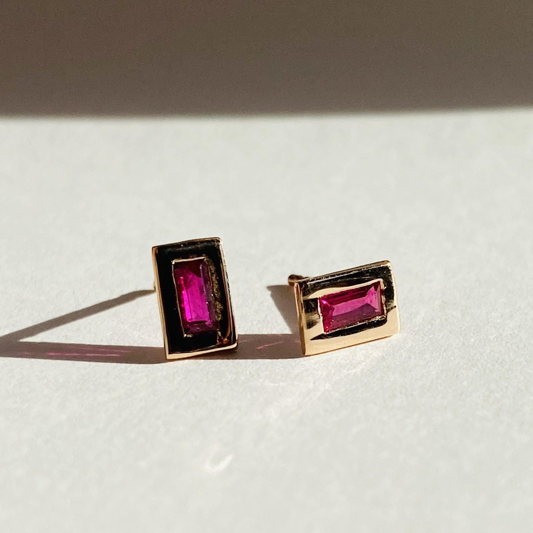 Ruby baguette online earrings