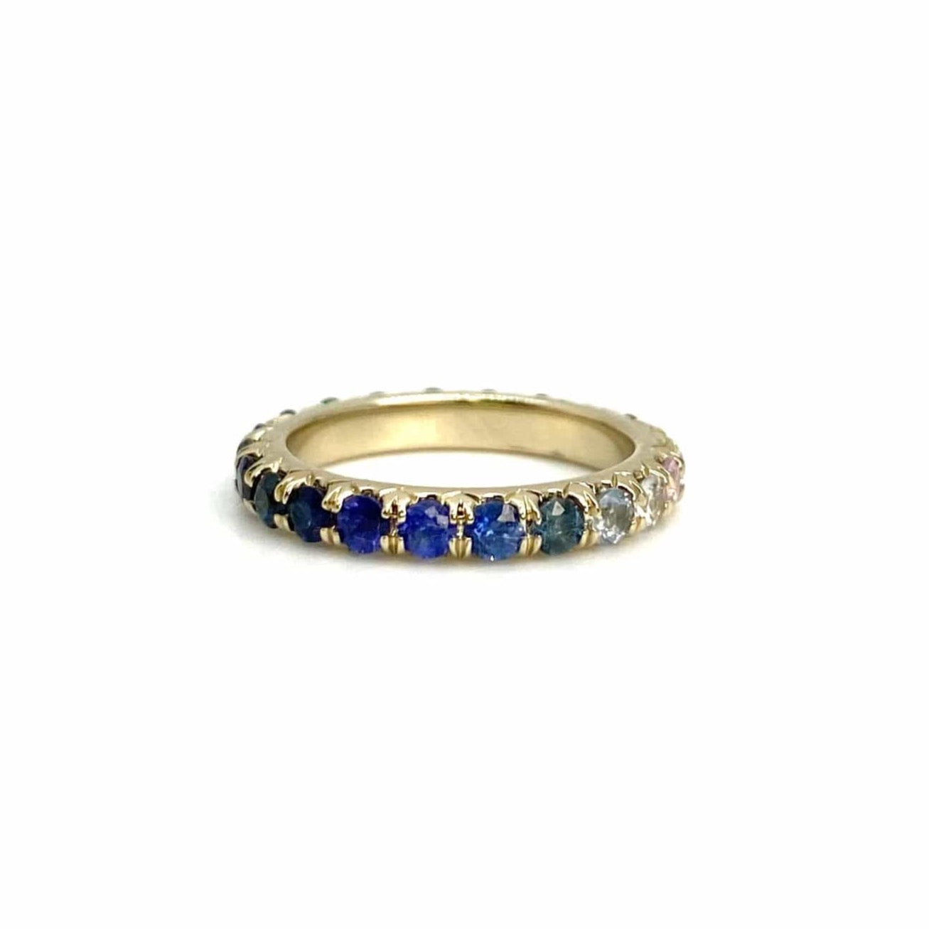 Atlantic Ombré Sapphire, Emerald, Blue & Green Diamond Eternity Ring