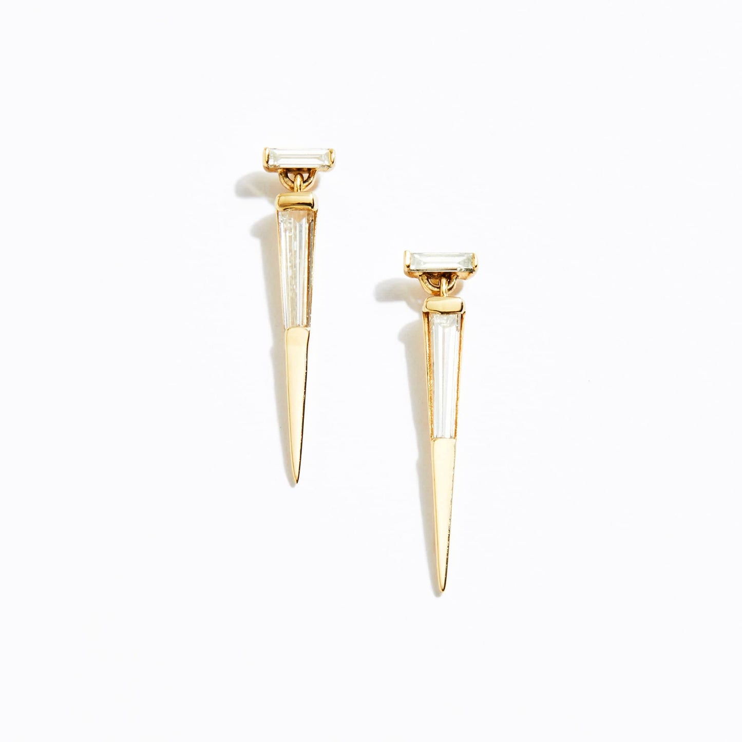 Diamond Baguette 'En Pointe' Drop Earrings